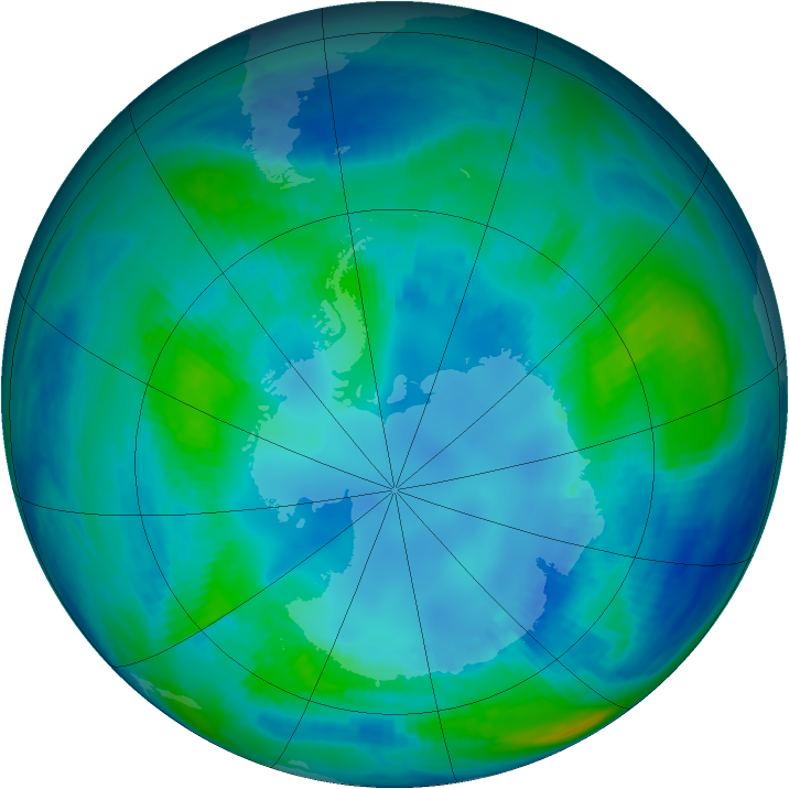 Antarctic ozone map for 24 April 2000